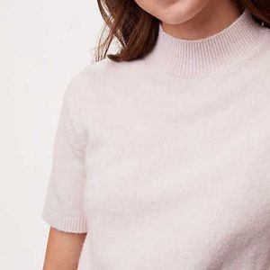 LOFT Mockneck Short Sleeve Sweater - Beige/Blush